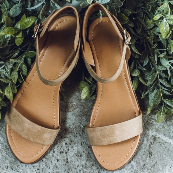 Camel Kitten Cuban Heel Ankle Buckle Sandals - Picture 1 of 4